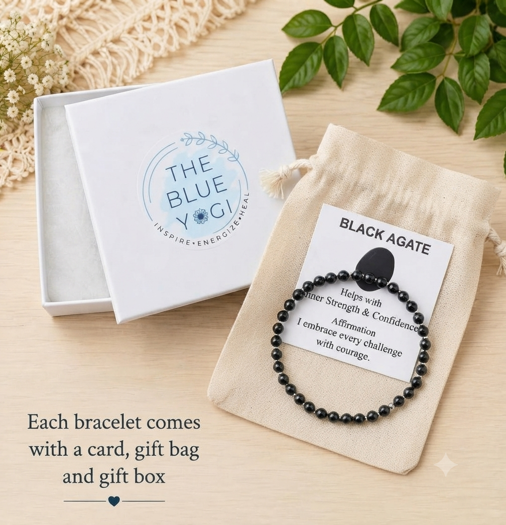 Black Agate Stretch Bracelet - Stretchy, Tarnish Free and Waterproof