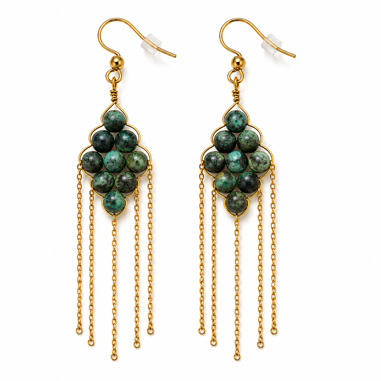 African Turquoise tassel earrings