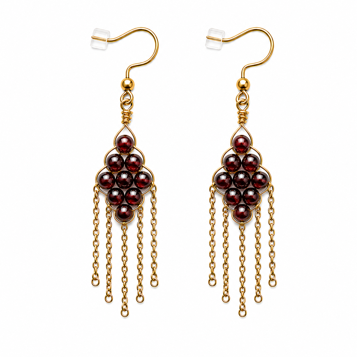 Garnet tassel earrings
