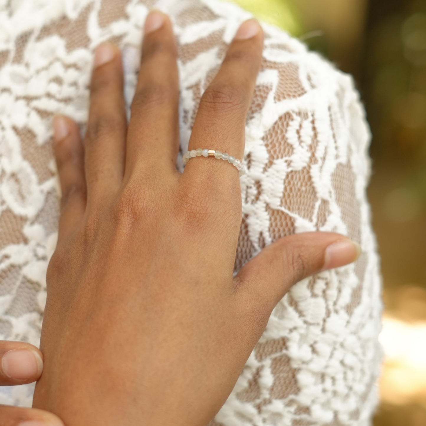 Dainty and stackable Morganite stretchy Fidget ring - Stress and anxiety relief