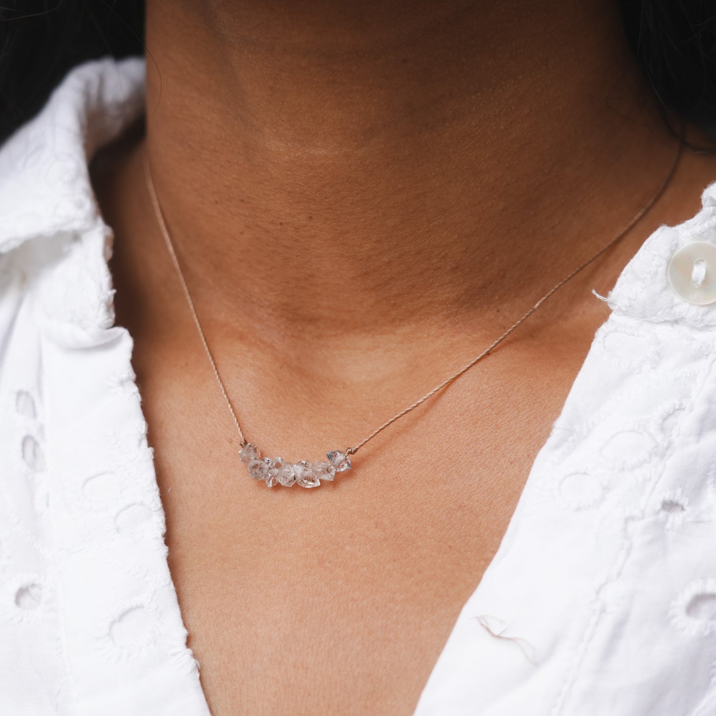 Dainty Herkimer Diamond Necklace - April Birthstone