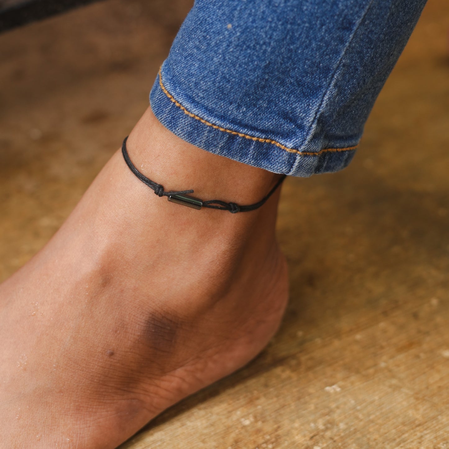 Hematite Bar Minimal and Adjustable anklet
