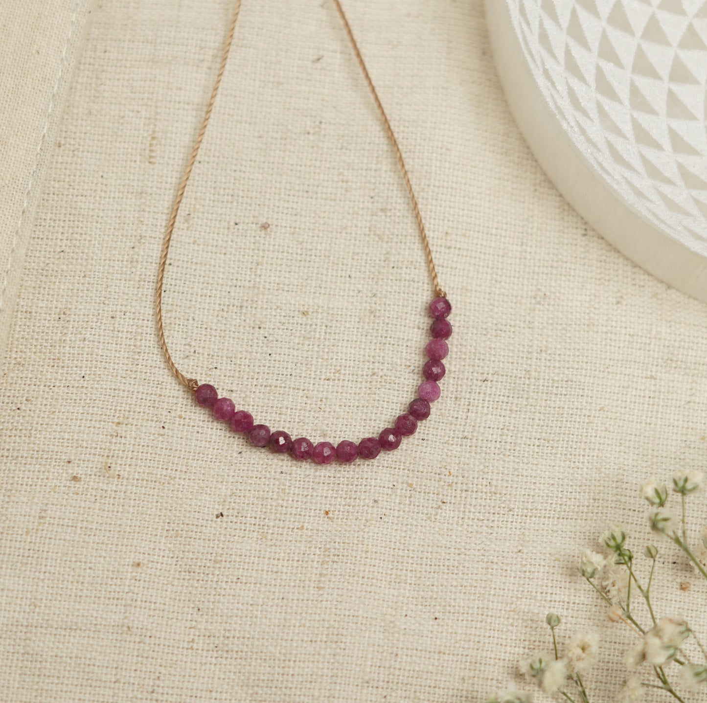 Dainty Ruby Necklace - July Birthstone