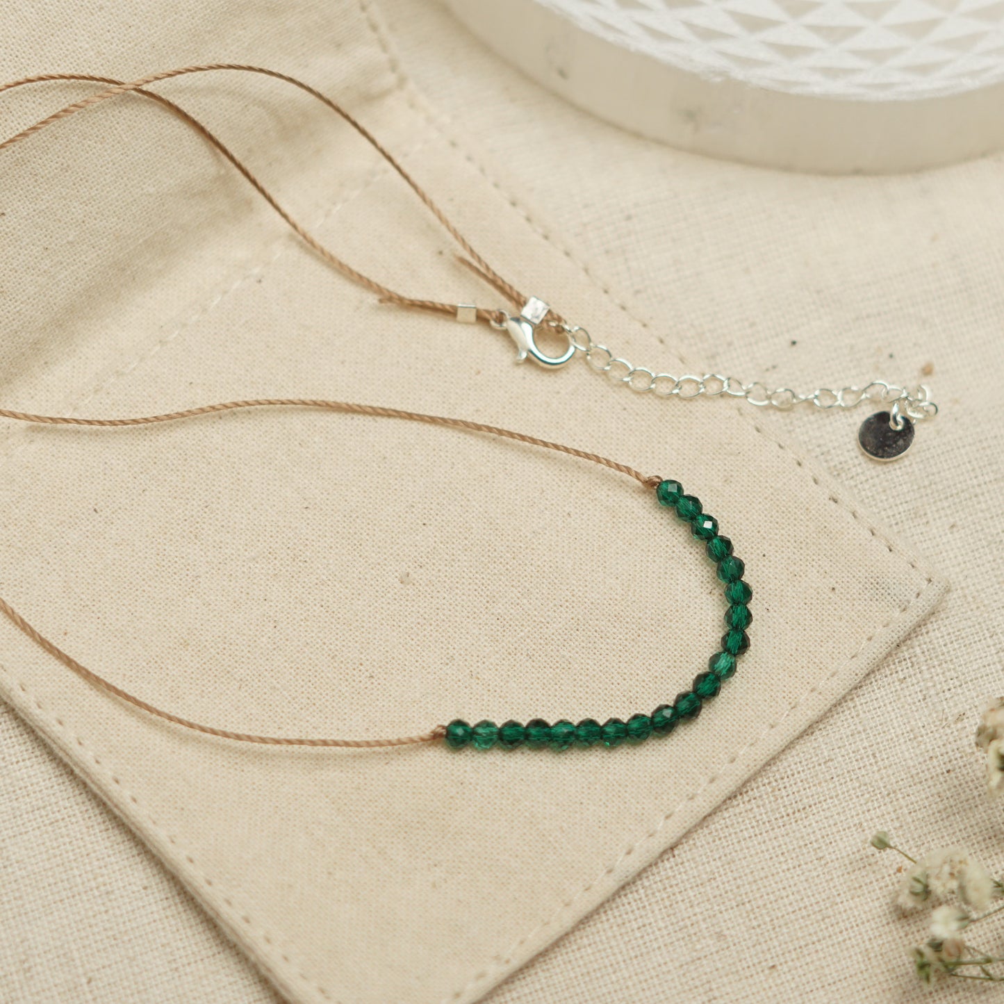 Dainty Emerald Diamond Necklace - May Birthstone