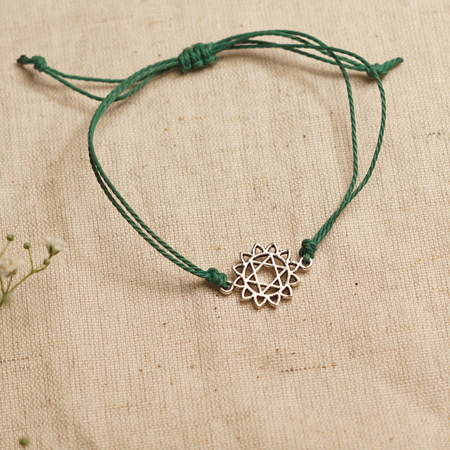 Heart Chakra Energy Bracelet with size adjustable sliding knot
