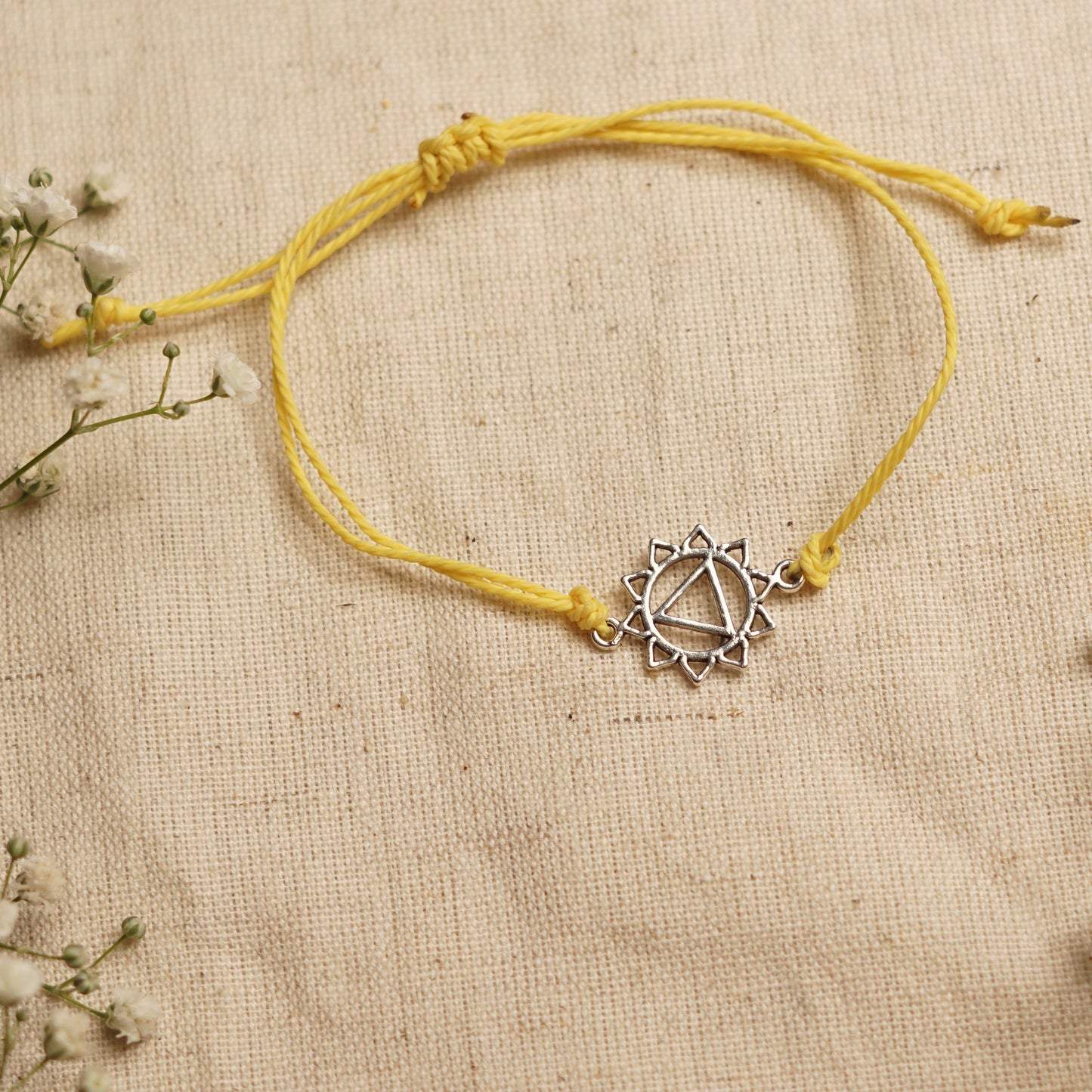 Solar Plexus Chakra Energy Bracelet with size adjustable sliding knot