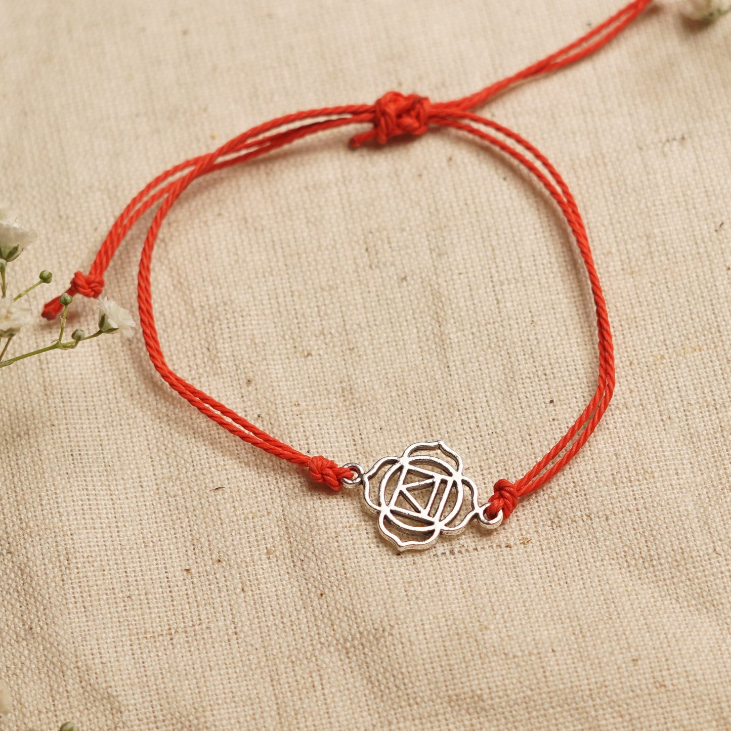 Root Chakra Energy Bracelet with size adjustable sliding knot