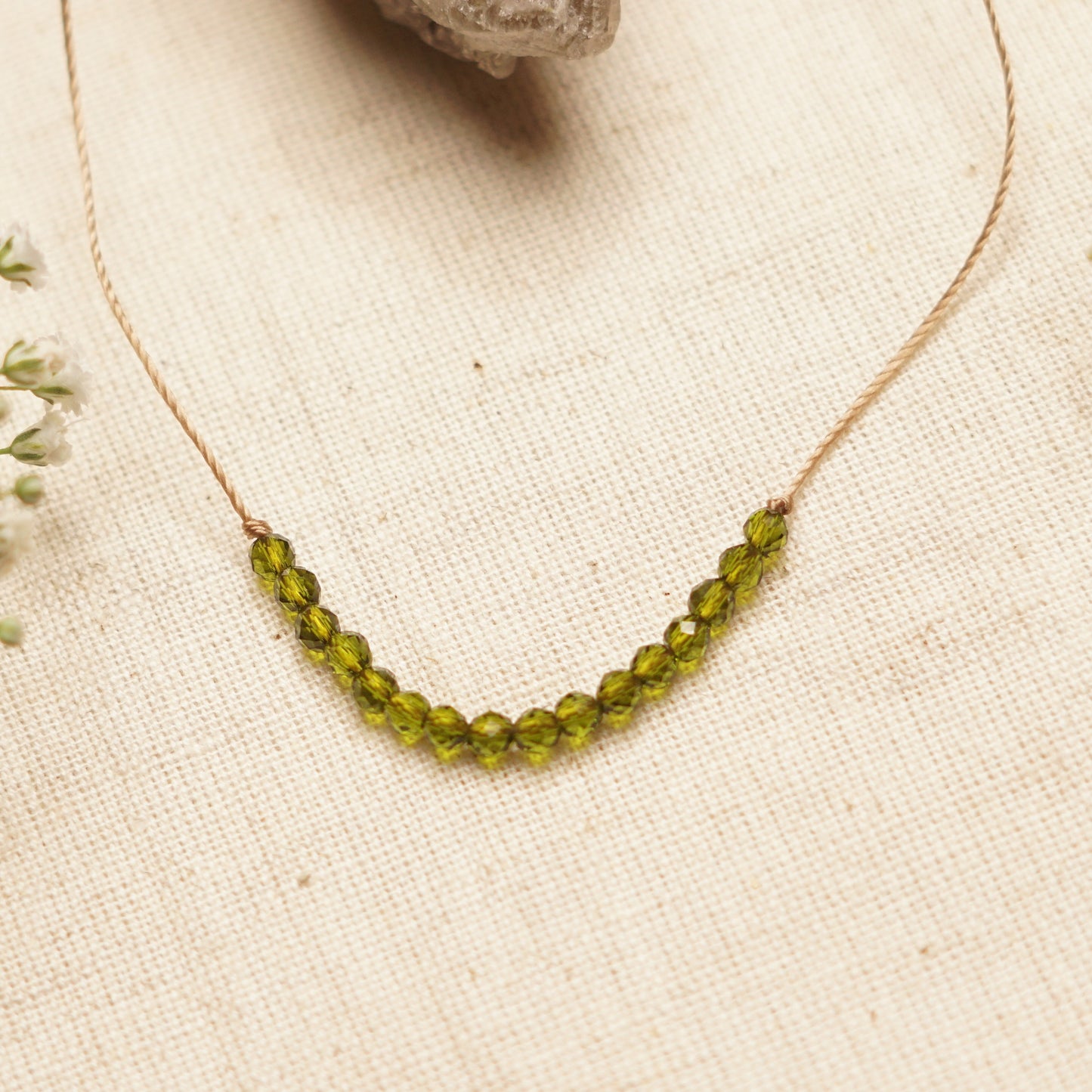 Dainty Peridot Diamond Necklace - August Birthstone