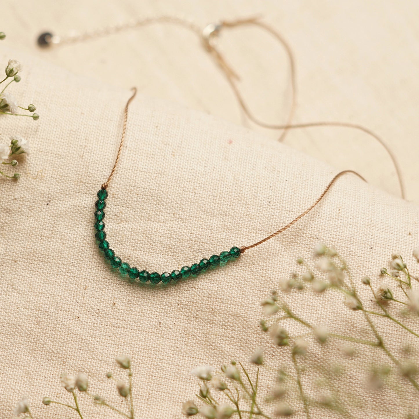 Dainty Emerald Diamond Necklace - May Birthstone