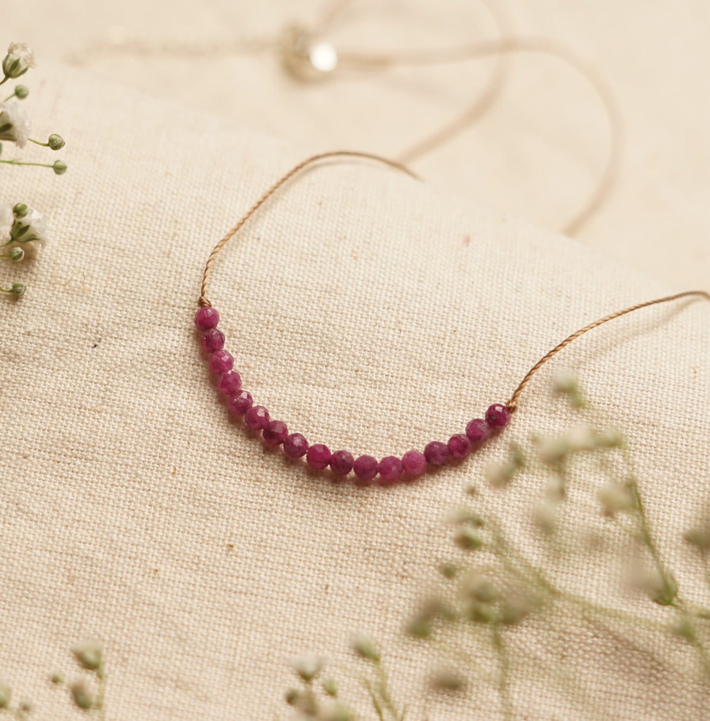 Dainty Ruby  Necklace - July Birthstone