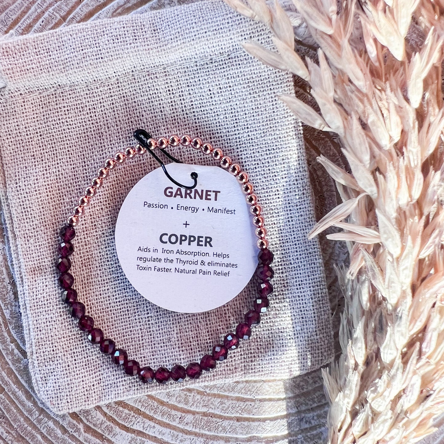 Dainty Faceted Garnet beads + Solid Copper Beads