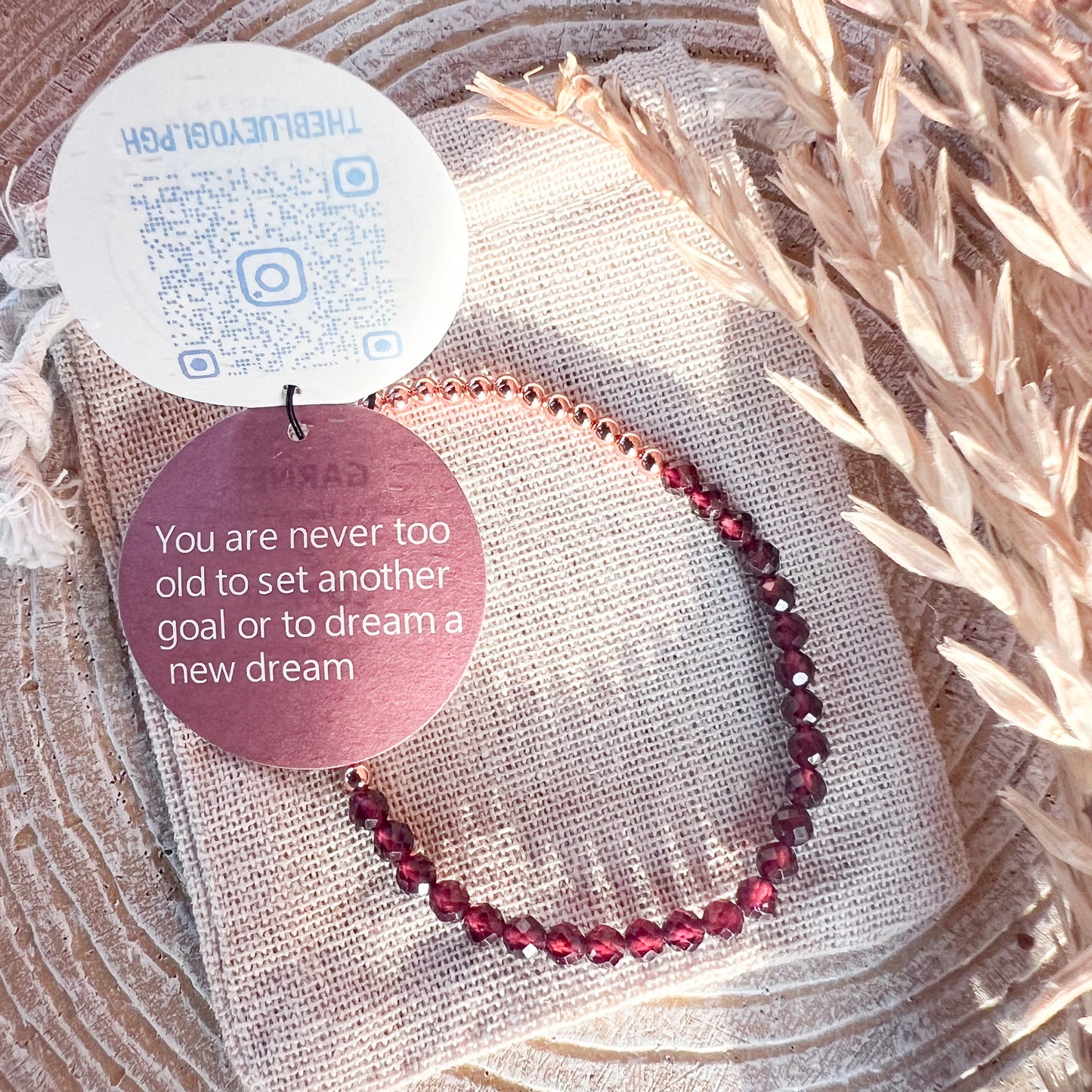 Dainty Faceted Garnet beads + Solid Copper Beads