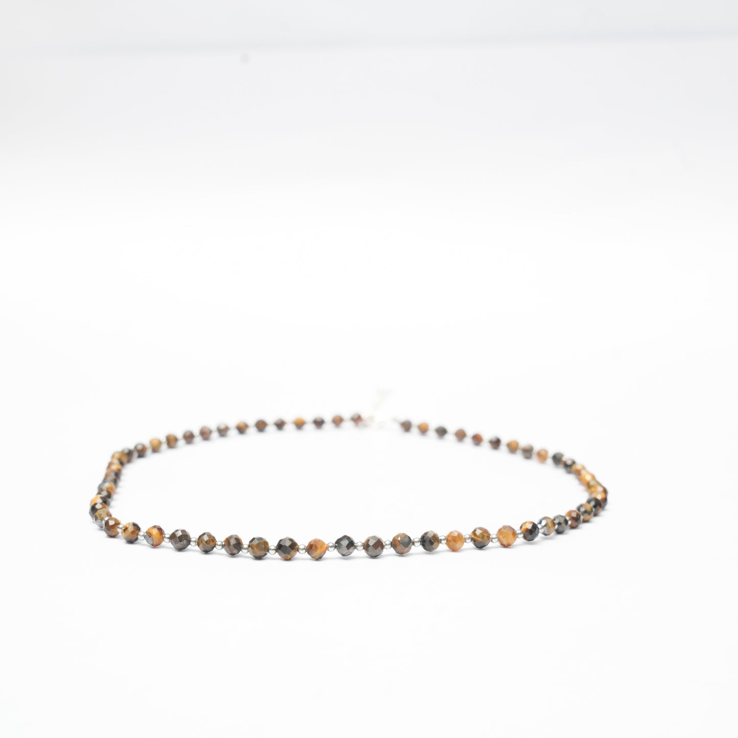 Tigers eye faceted beads with Stainless steel beads