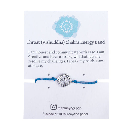 Throat Chakra Energy Bracelet with size adjustable sliding knot