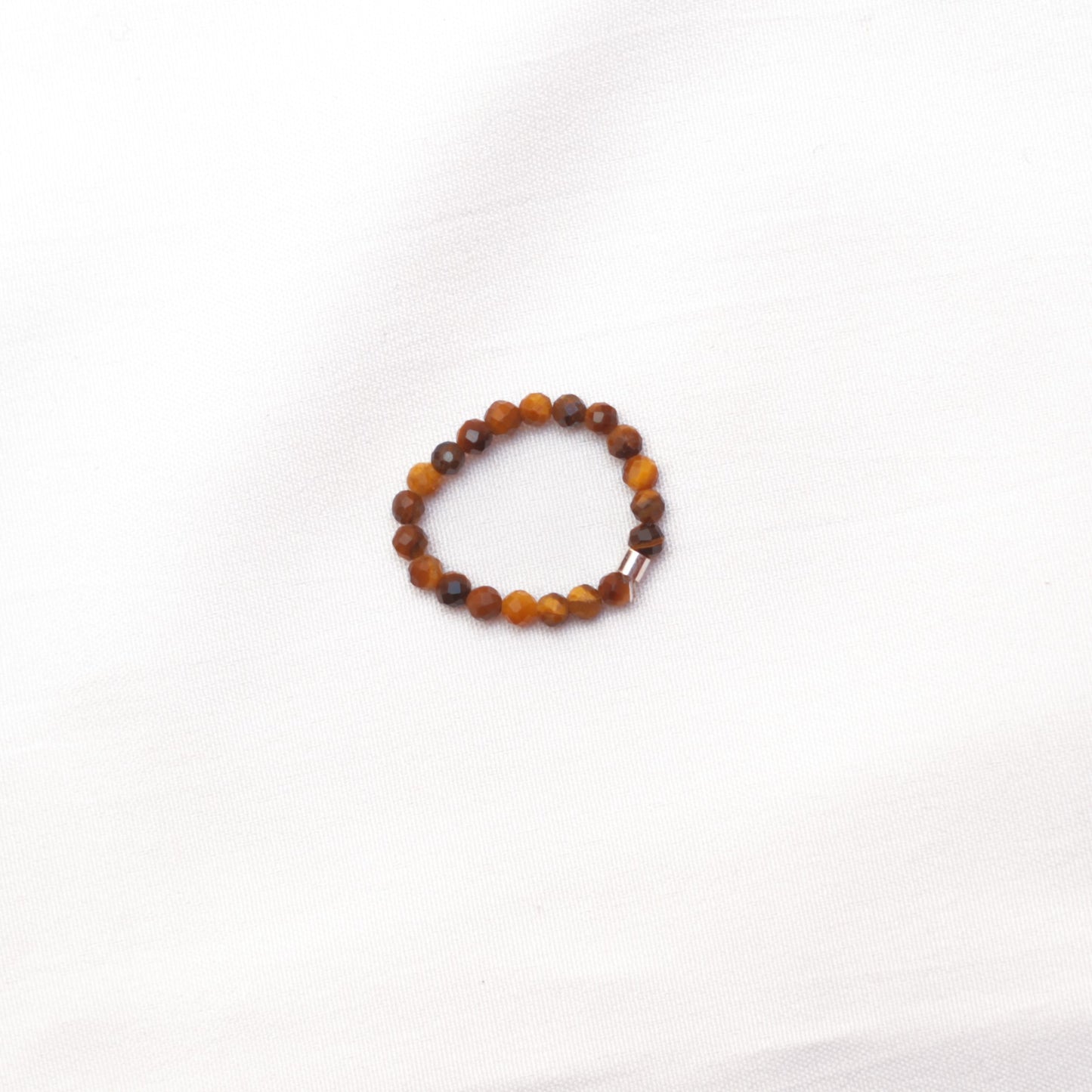 Dainty and stackable Tigers Eye stretchy Fidget ring - Stress and anxiety relief