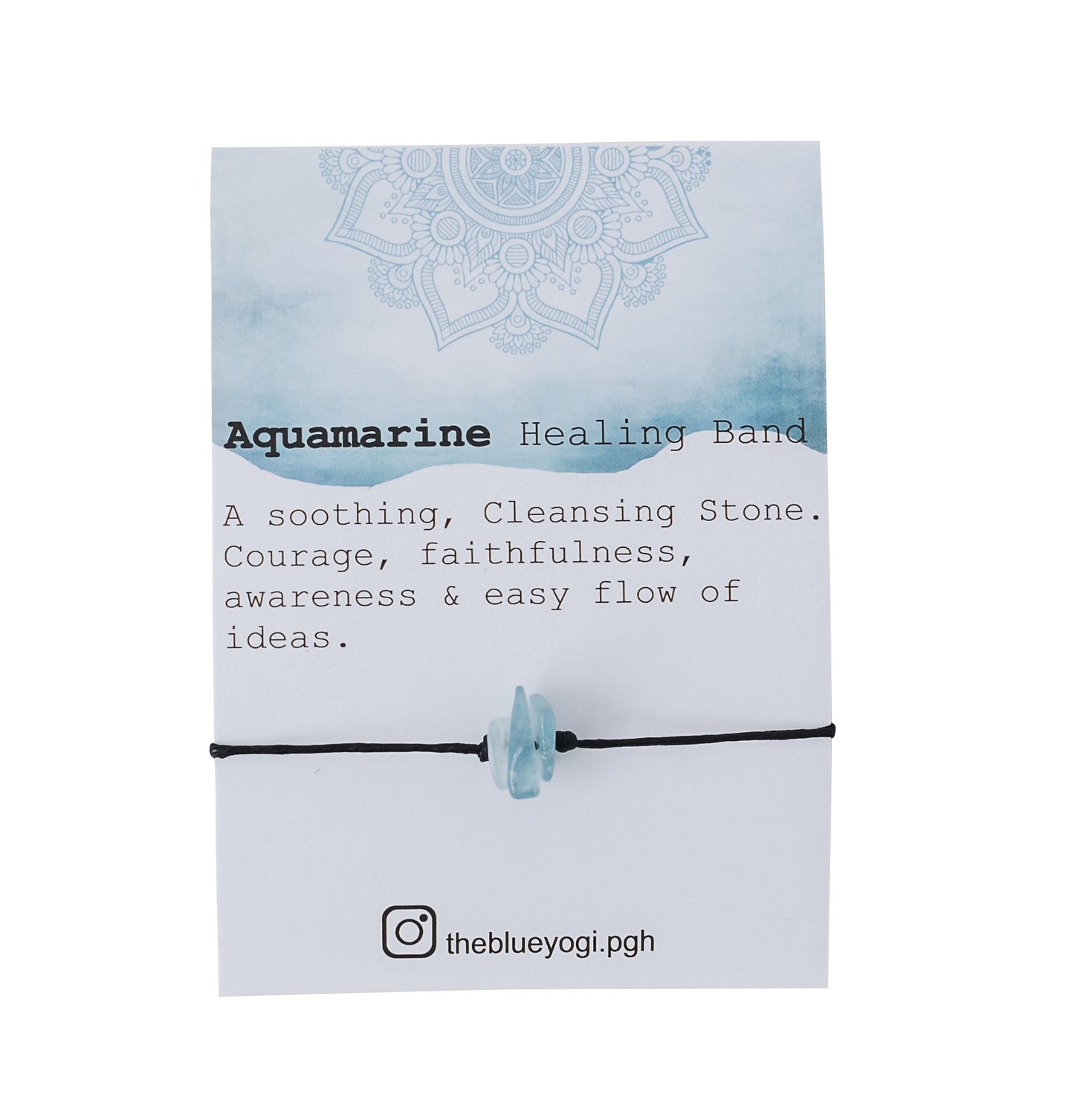 Elegant Aquamarine Healing Band with an Affirmation | The Blue Yogi