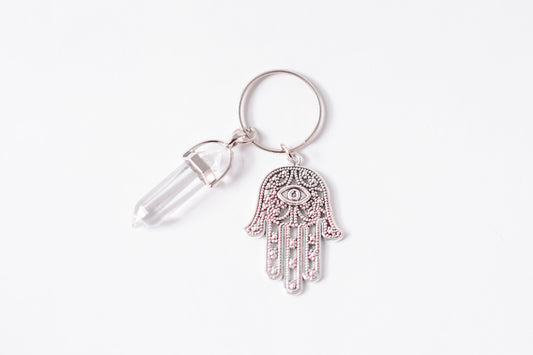 Best Hamsa and Clear Quartz Keychain | The Blue Yogi
