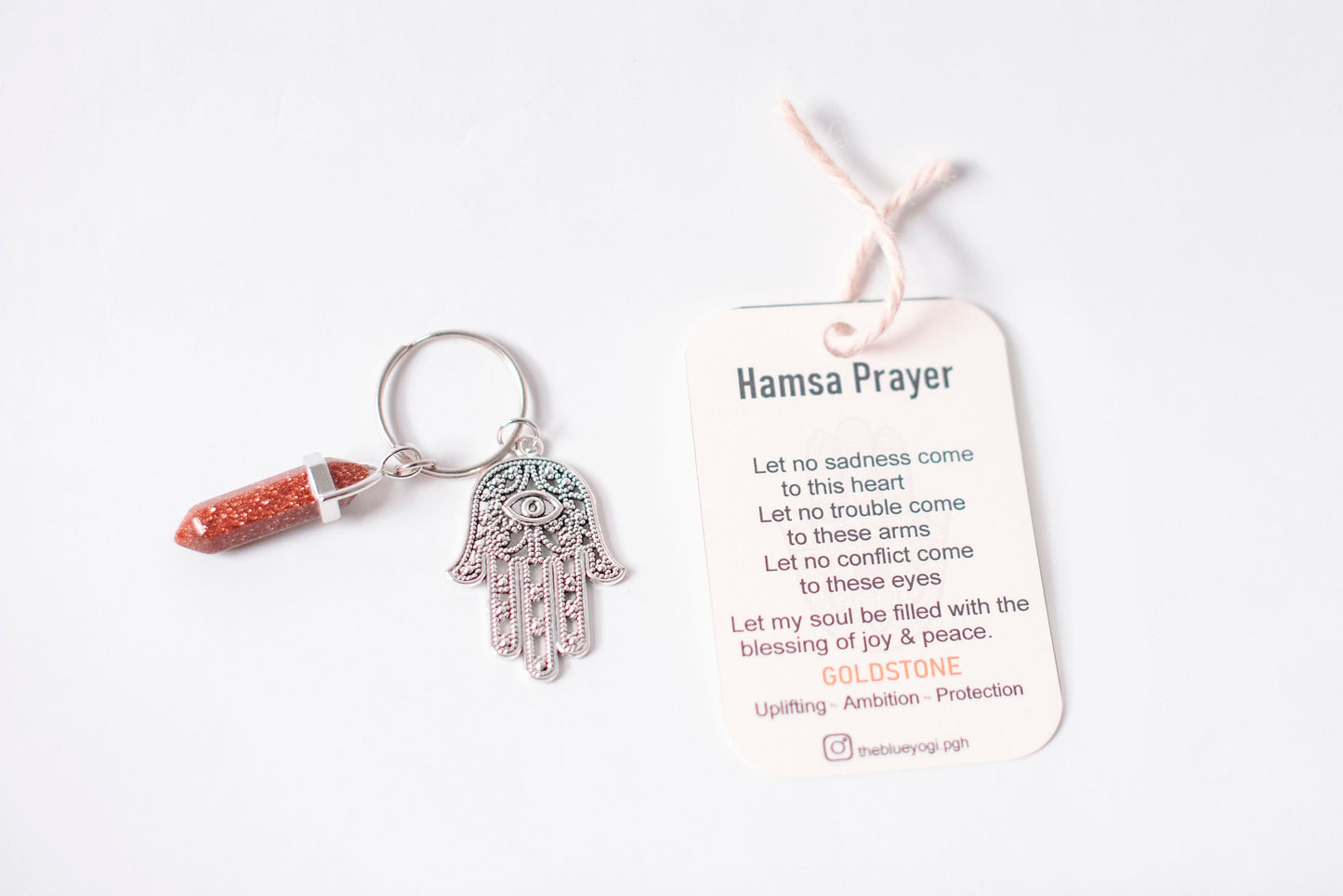 Premium Hamsa and Goldstone Key Chain | The Blue Yogi