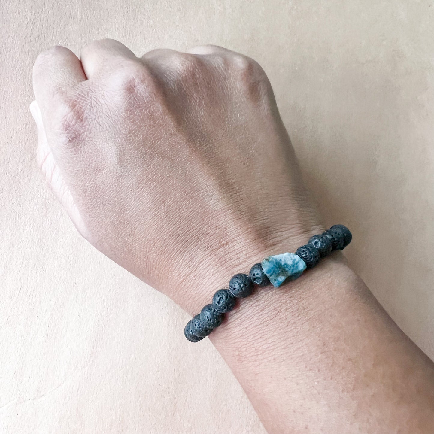 Blue Apatite and Lava stone Diffuser Bracelet - Aromatherapy Bracelet