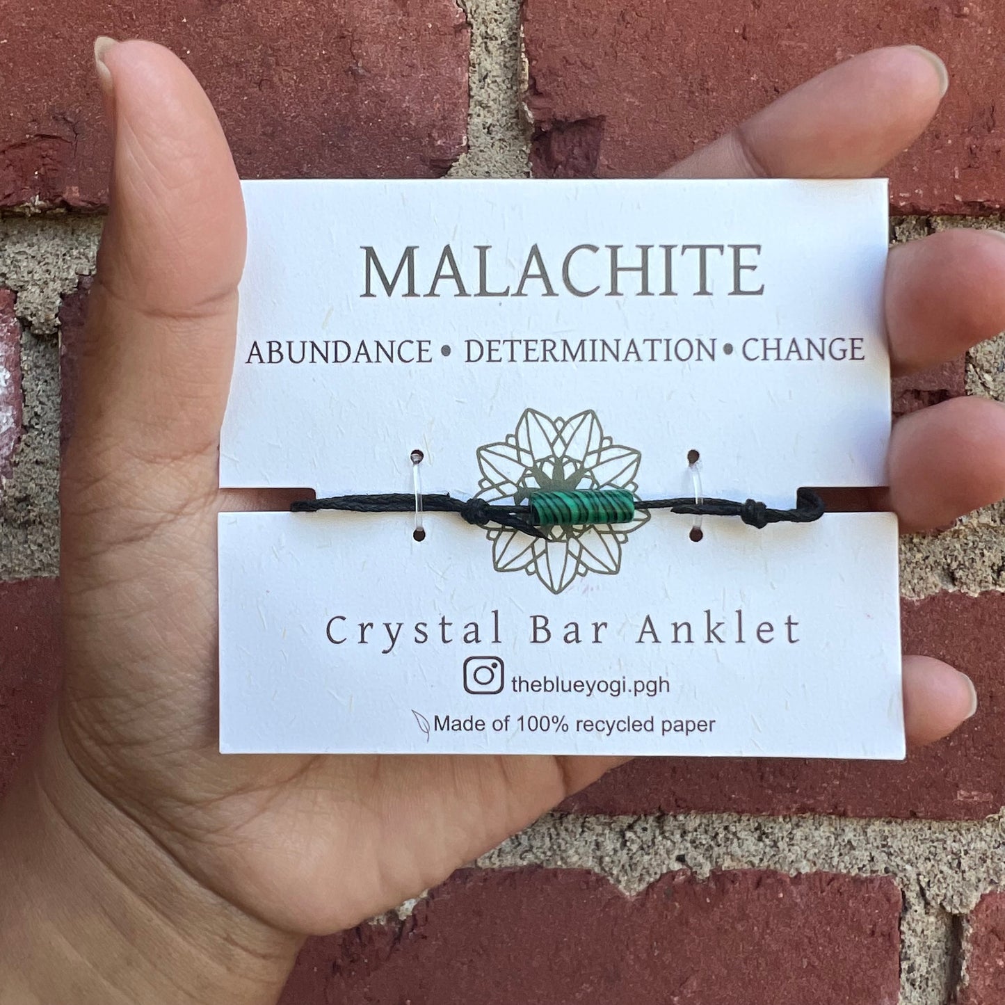 Malachite Bar Minimal and Adjustable anklet