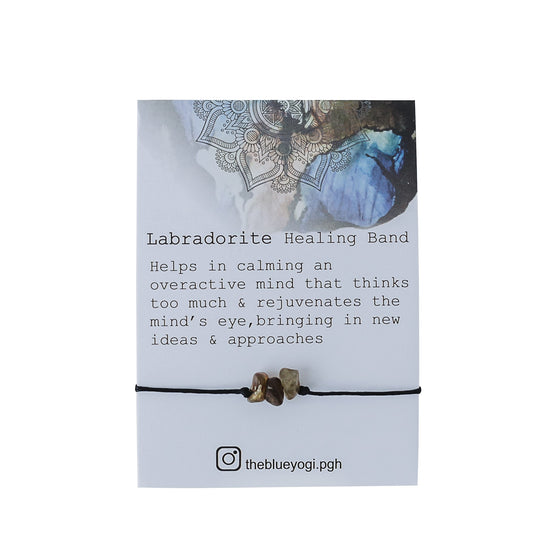 Labradorite Gemstone Power Band Casual & Boho Tie Closure Bracelet, Anklet - Theblueyogi