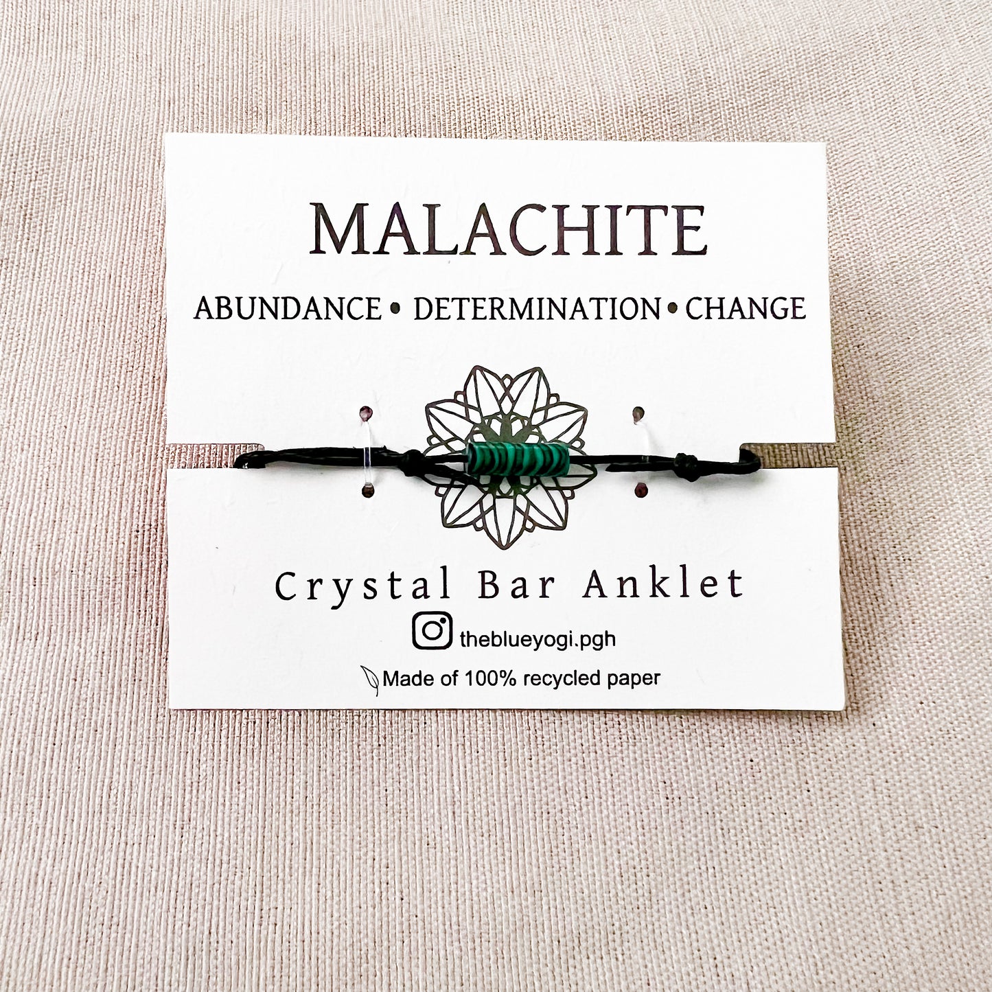 Top Minimal Malachite Bar Adjustable Anklet | The Blue Yogi