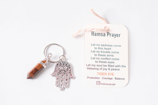 Top Hamsa & Tiger Eye Key Chain | The Blue Yogi