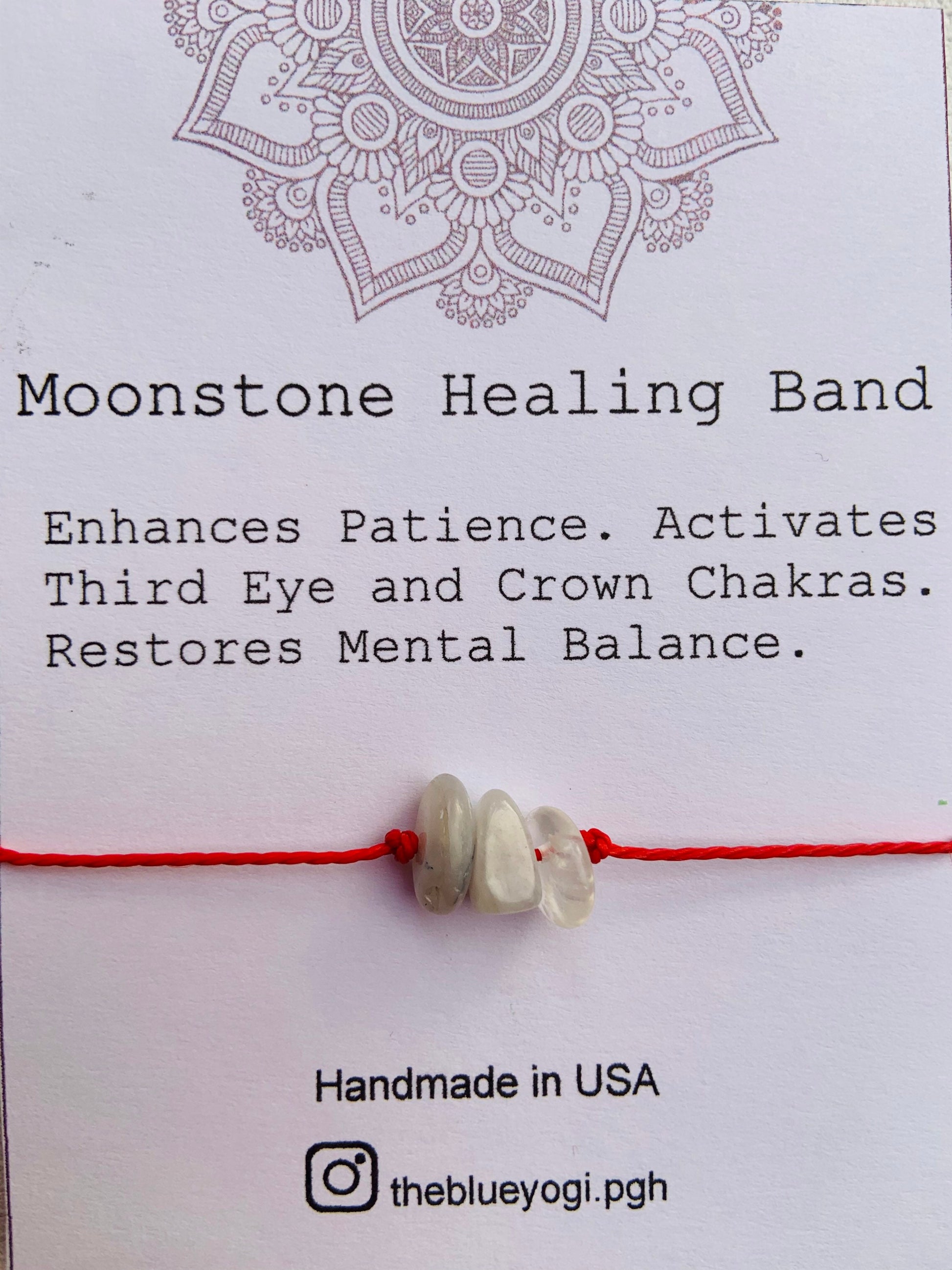 Moonstone Gemstone Healing Band - Casual, Minimal, Boho - Tie Closure - Theblueyogi