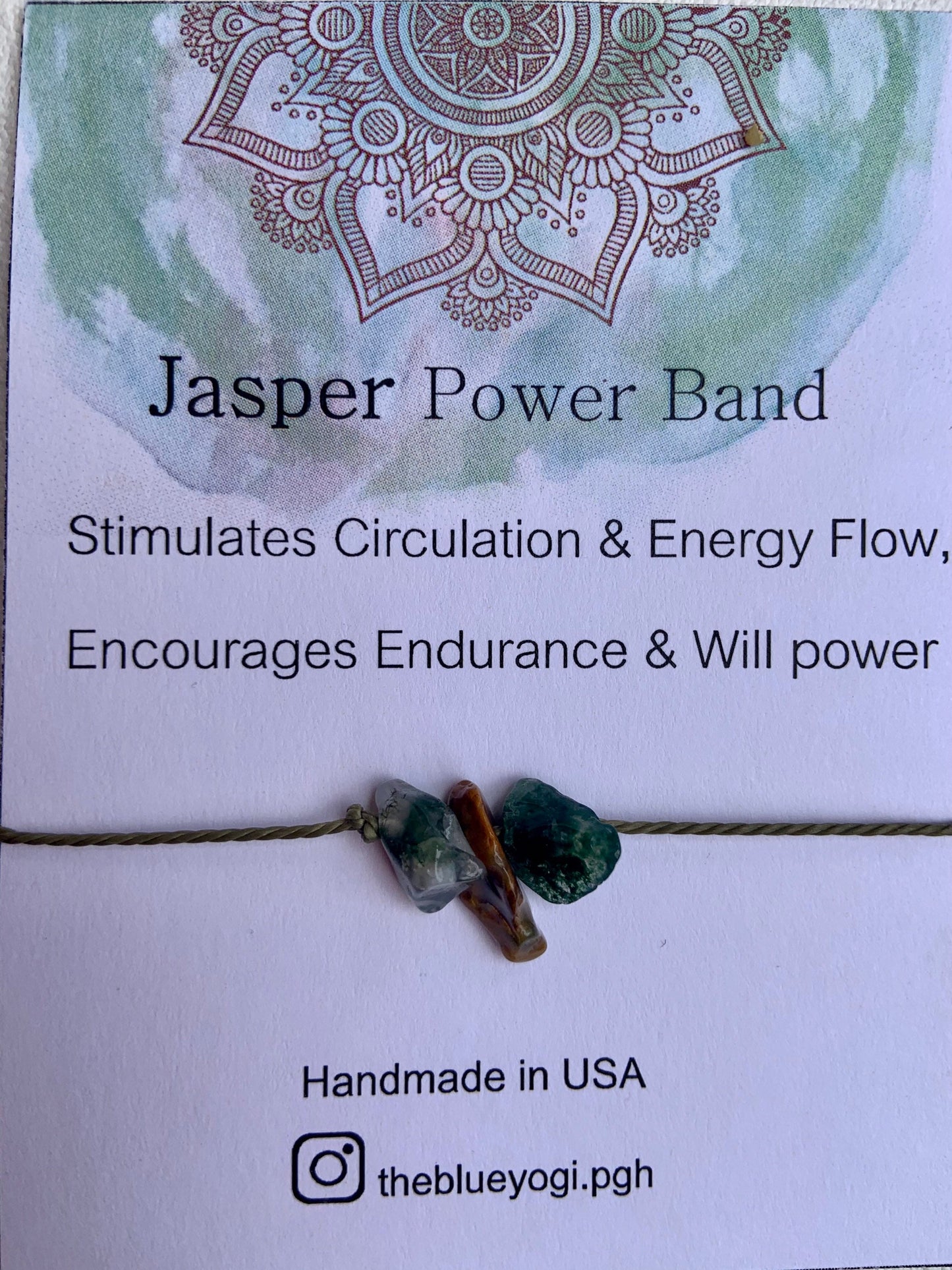 Jasper Gemstone Healing Band - Boho Bracelet or Anklet - Tie Closure - Theblueyogi