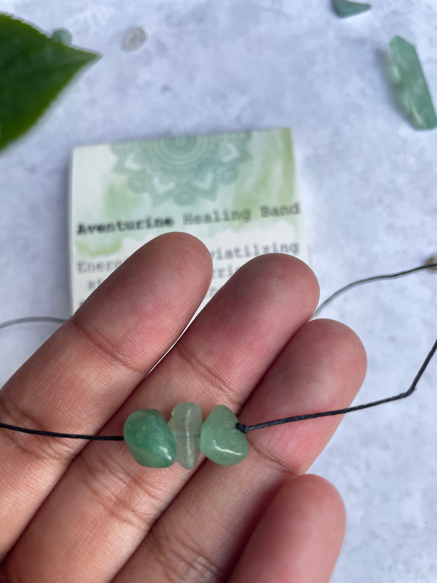 Green Aventurine Gemstone Healing Band with Tie closure- Eco friendly and Sustainable - Theblueyogi