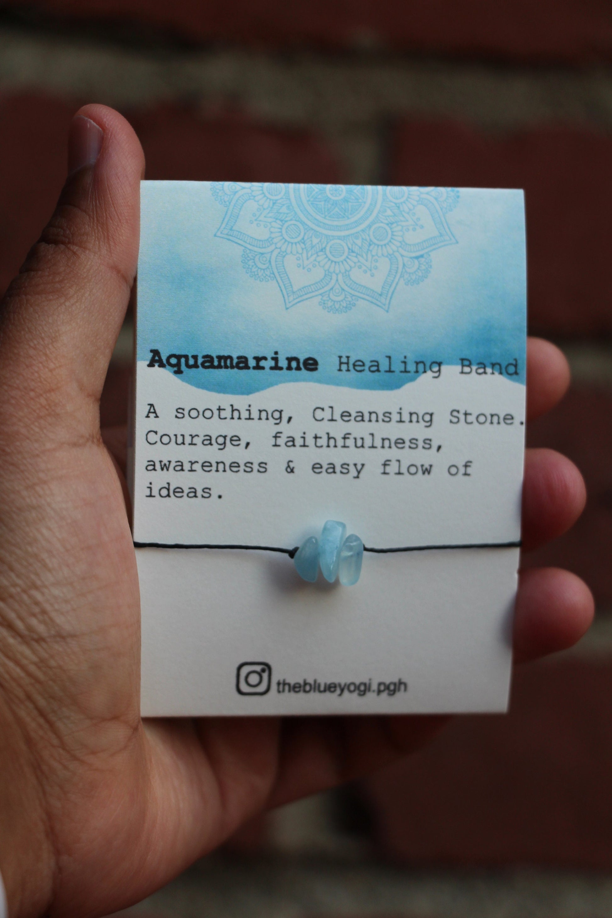 Aquamarine Gemstone Healing Band - Casual, Minimal, Boho - Tie Closure - Theblueyogi