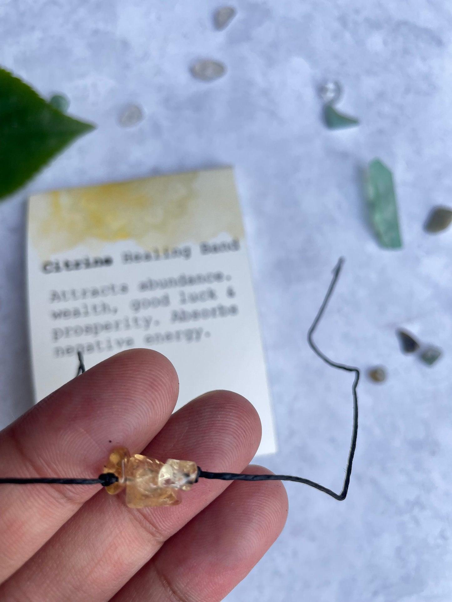 Citrine Gemstone Healing Band - Casual, boho anklet or Bracelet - Tie Closure - Theblueyogi