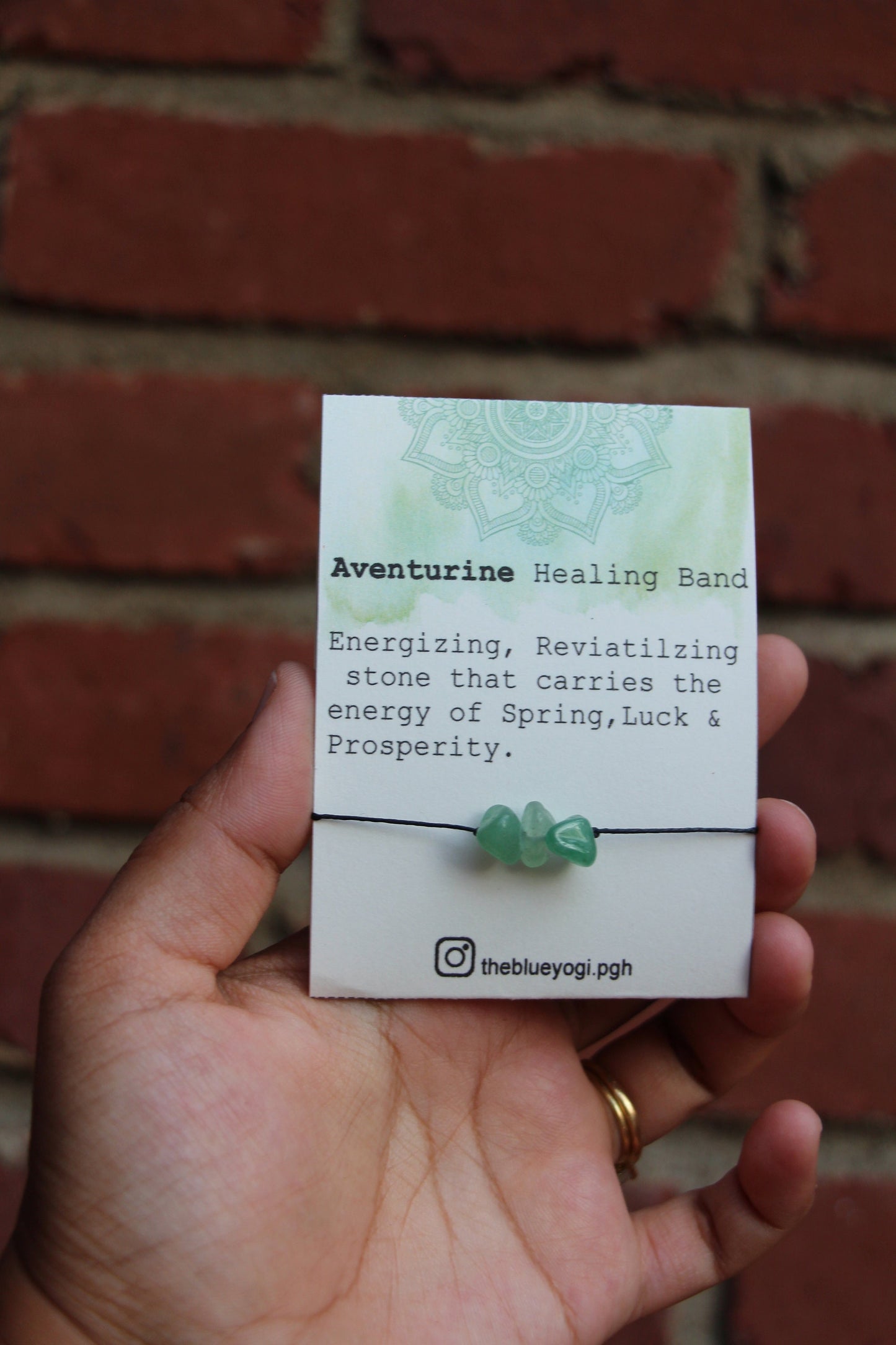 Green Aventurine Gemstone Healing Band with Tie closure- Eco friendly and Sustainable - Theblueyogi