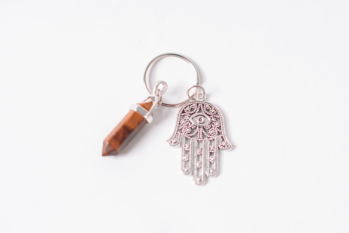 Hamsa & Tiger Eye Key chain/Key-ring- Small gifts - Theblueyogi