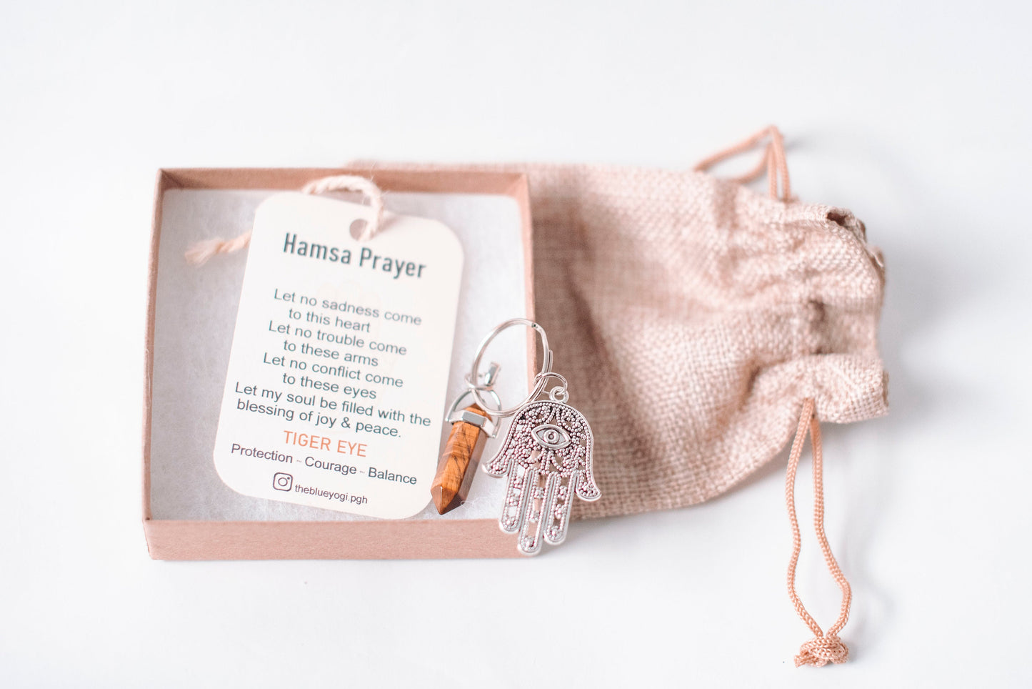 Hamsa & Tiger Eye Key chain/Key-ring- Small gifts - Theblueyogi