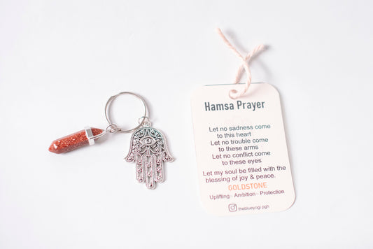 Hamsa & Goldstone Key chain/Key-ring- Small gifts - Theblueyogi