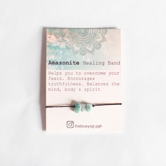 Amazonite Gemstone Healing Band - Casual & Boho Bracelet or Anklet - Tie closure - Theblueyogi
