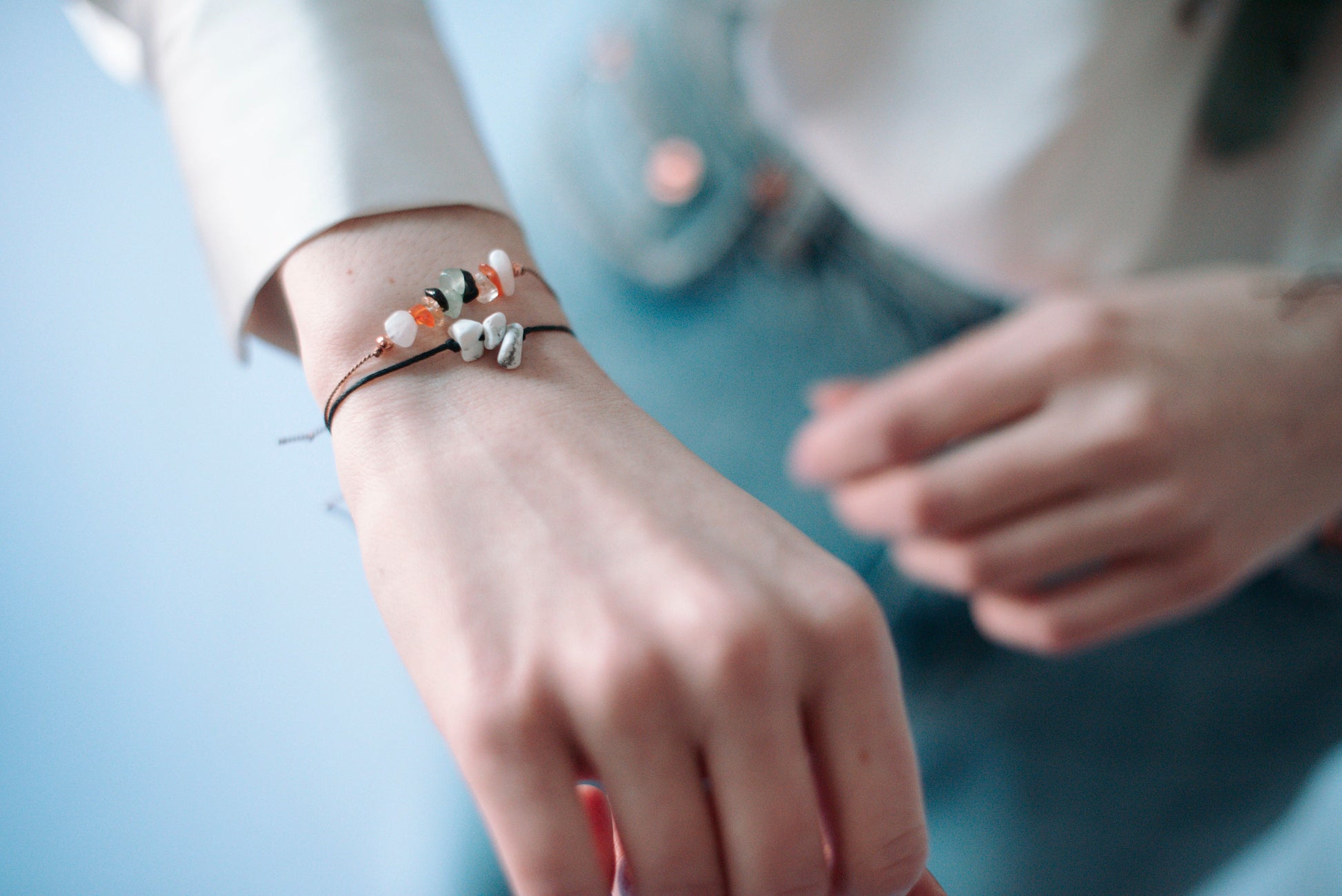 Aquamarine Gemstone Healing Band - Casual, Minimal, Boho - Tie Closure - Theblueyogi