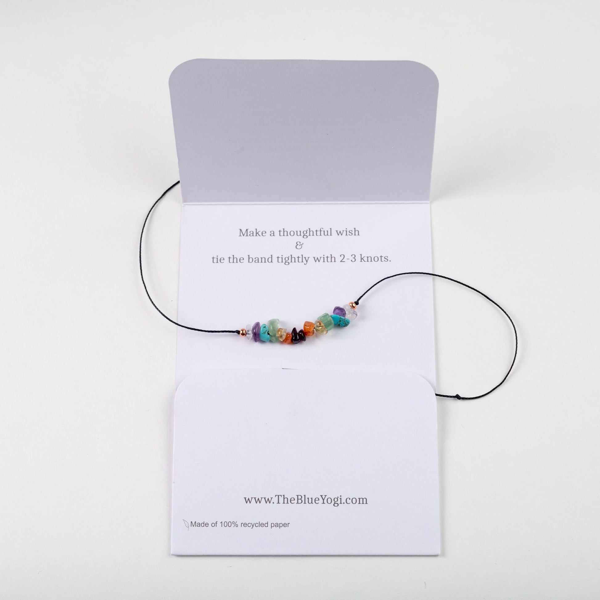 Dainty Chakra Balance crystal bracelet/anklet with an affirmation - Eco friendly and Sustainable - Tie closure - Theblueyogi