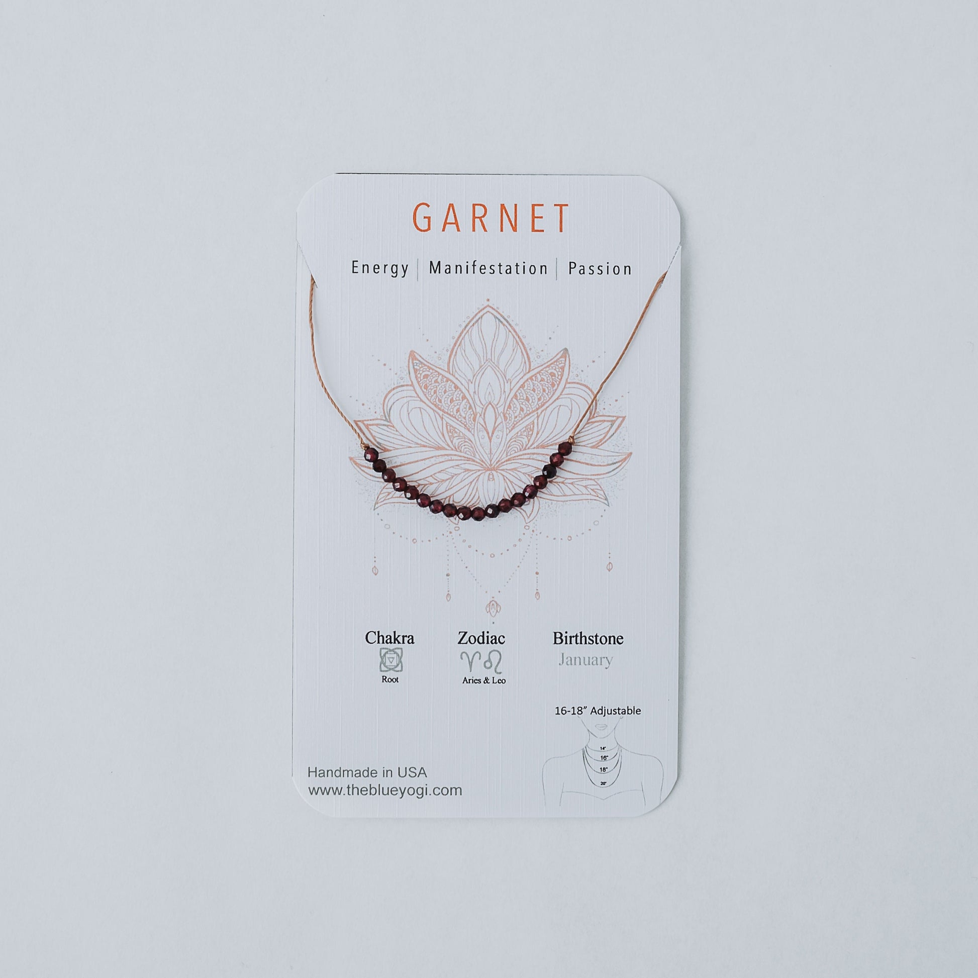 Dainty 4mm Faceted Garnet and Sterling silver Necklace - Minimal, casual and light weight - 16”- 18” adjustable - Theblueyogi