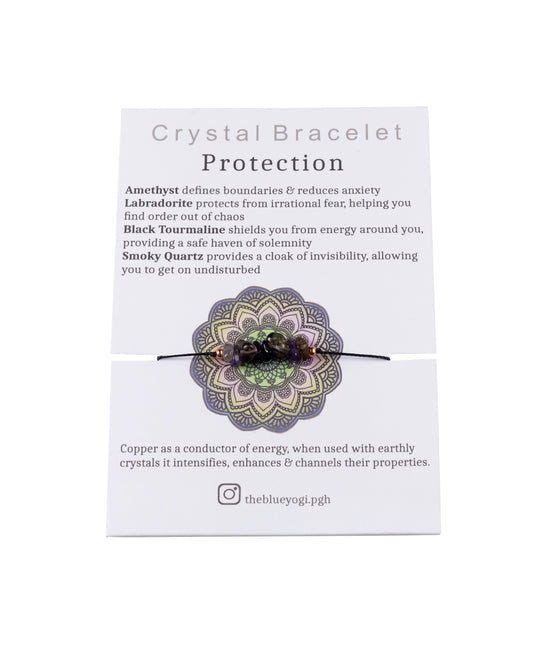 Protection crystal bracelet with an affirmation - casual & minimal - Tie closure - Theblueyogi