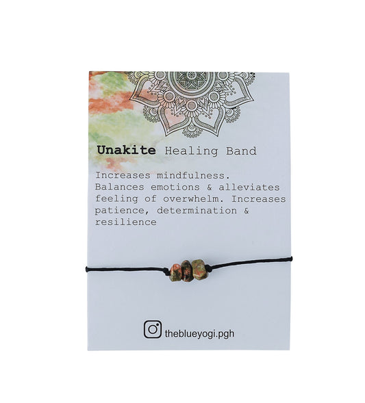 Unakite Gemstone Healing Band Casual & Boho Bracelet or Anklet Tie closure