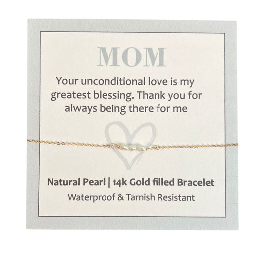 Dainty 14k Gold Filled Pearl Bracelet - Gifts for Mom