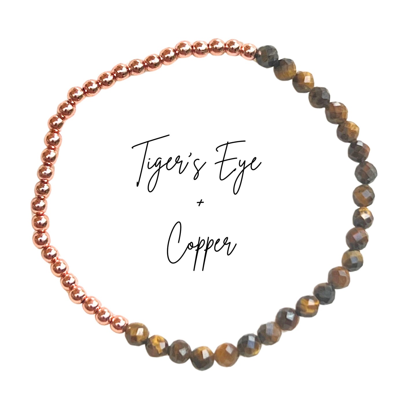 Dainty Faceted Tiger's Eye + Solid Copper Beads