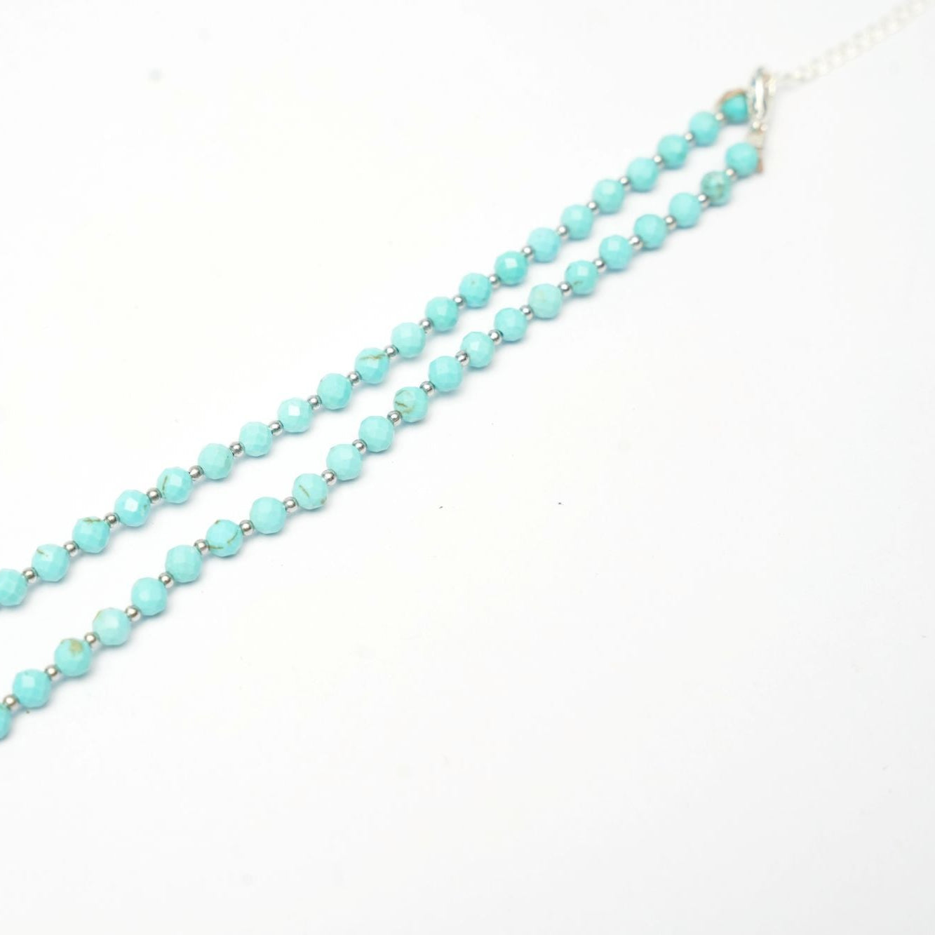 4mm faceted Turquoise and stainless steel beads