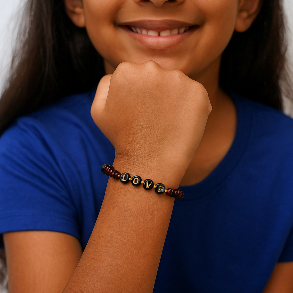LOVE - Garnet Chip Bracelet for Kids ages 6 to 12