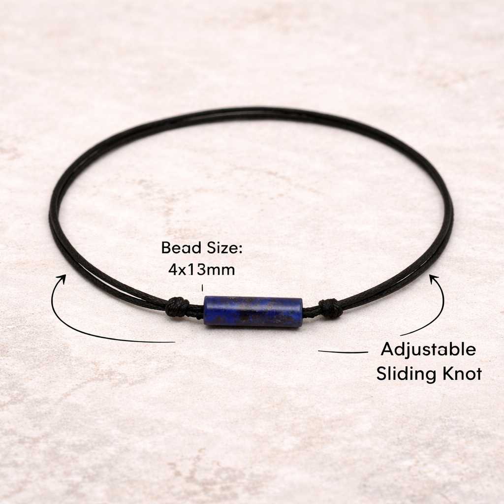 Adjustable with sliding knot Lapis Lazuli Anklet 