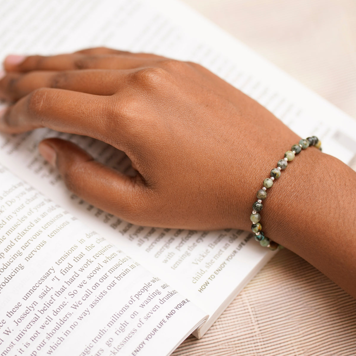 African Turquoise Stretch Bracelet - Stretchy, Tarnish Free and Waterproof