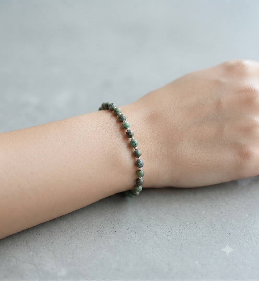 African Turquoise Stretch Bracelet - Stretchy, Tarnish Free and Waterproof