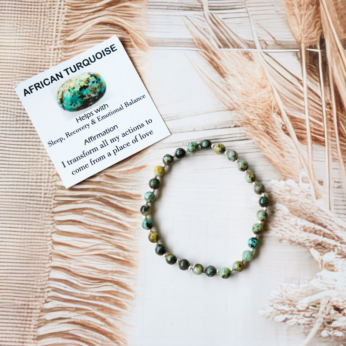 African Turquoise Stretch Bracelet - Stretchy, Tarnish Free and Waterproof